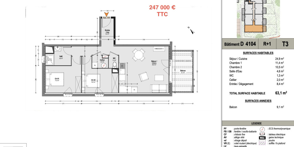 appartement à LIT ET MIXE (40170)